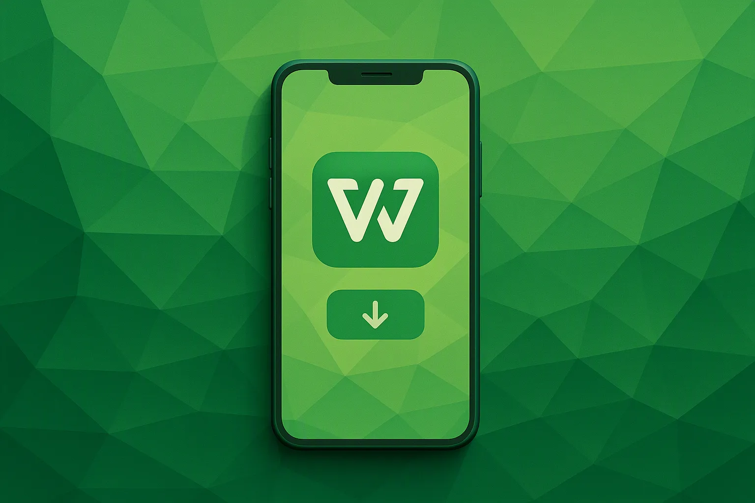 WPS手机版下载免费安装教程封面，手机屏幕显示WPS Office下载页面